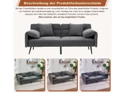 Sofá conversível de 2 lugares - 167,5 x 73 x 70 cm - Encosto reclinável em 3 posições (100°–180°) - Tecido - cinza