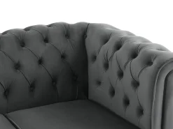 Sofá conversível de 3 lugares em veludo cinza antracite CHESTERFIELD