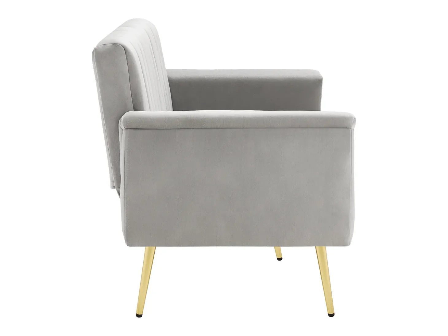 Sofá conversível reto de 2 lugares em veludo cinza claro, encosto e braços dobráveis - 183x76x75cm