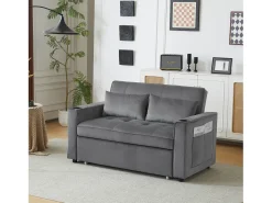 Sofá conversível, Sofá-cama dobrável de veludo - 137 x 76,5 x 86 cm - com função dormir - Cinza