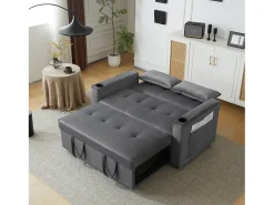Sofá conversível, Sofá-cama dobrável de veludo - 137 x 76,5 x 86 cm - com função dormir - Cinza