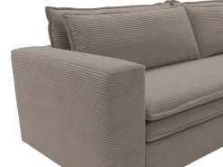 Sofá conversível TILIA de 3 lugares em veludo cotelê cor taupe