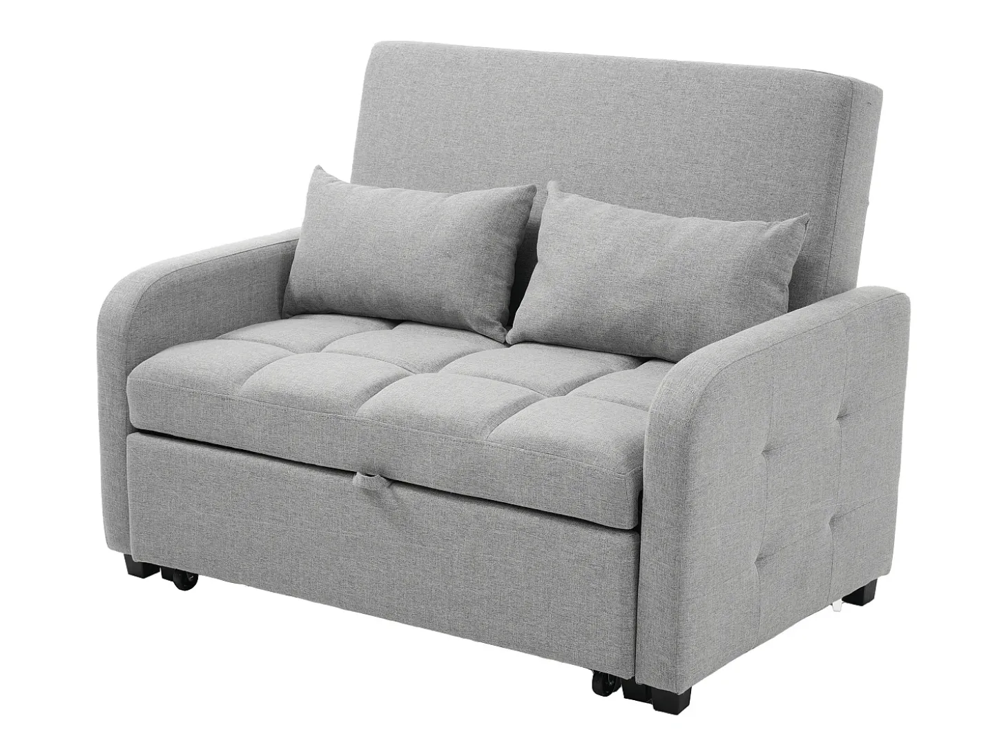 Sofá conversível 127x75x94 cm - Encosto ajustável - Com 2 almofadas - Cinza escuro
