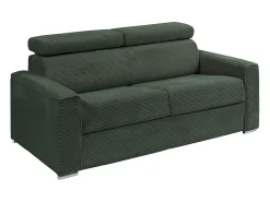 Sofá convert. abert. ráp. veludo canel. verde, cama ripas largas 160cm, colchão 14cm VIZIR