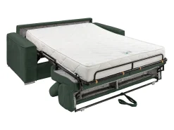 Sofá convert. abert. ráp. veludo canel. verde, cama ripas largas 160cm, colchão 18cm VIZIR
