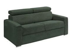 Sofá convert. abert. ráp. veludo canel. verde, cama ripas largas 140cm, colchão 22cm VIZIR