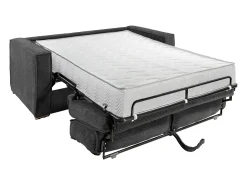 Sofá convertível 140 cm veludo canelado antracite assento com assento de memória de forma ripas largas 22 cm LORETO