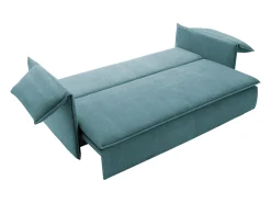 Sofá convertível 3 lugares veludo canelado azul TEODORA
