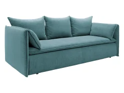 Sofá convertível 3 lugares veludo canelado azul TEODORA