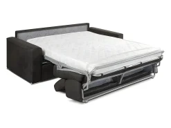 Sofá convertível abertura rápida tecido castanho assento memória de forma 160 cm colchão 14 cm VIZIR