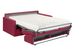 Sofá convertível abertura rápida tecido vermelho assento memória de forma 160 cm colchão 18 cm CALIFE