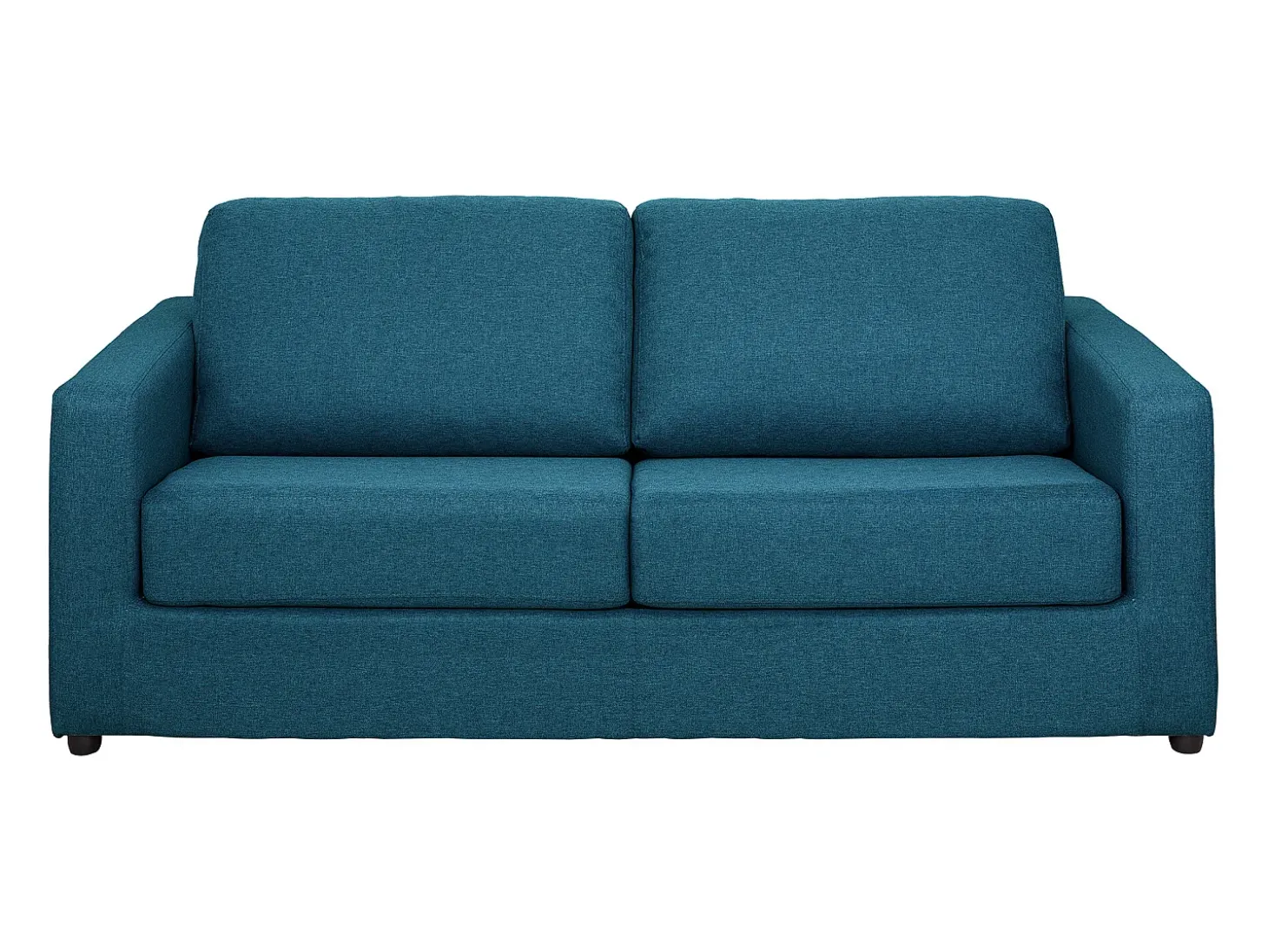 Sofá convertível abertura rápida tecido azul cama 140 cm e colchão 14 cm DONETO
