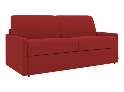 Sofá convertível abertura rápida em tecido vermelho assento de espuma com assento de memória de forma 140 cm colchão 22 cm CALIFE