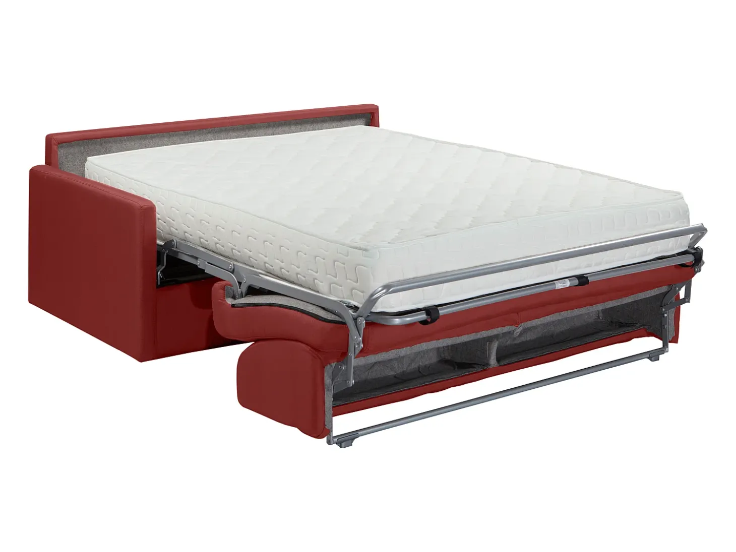 Sofá convertível abertura rápida tecido vermelho assento memória de forma 160 cm colchão 22 cm CALIFE