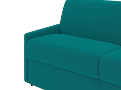 Sofá convertível abertura rápida em tecido azul turquesa com assento de memória de forma 120 cm colchão 22 cm CALIFE