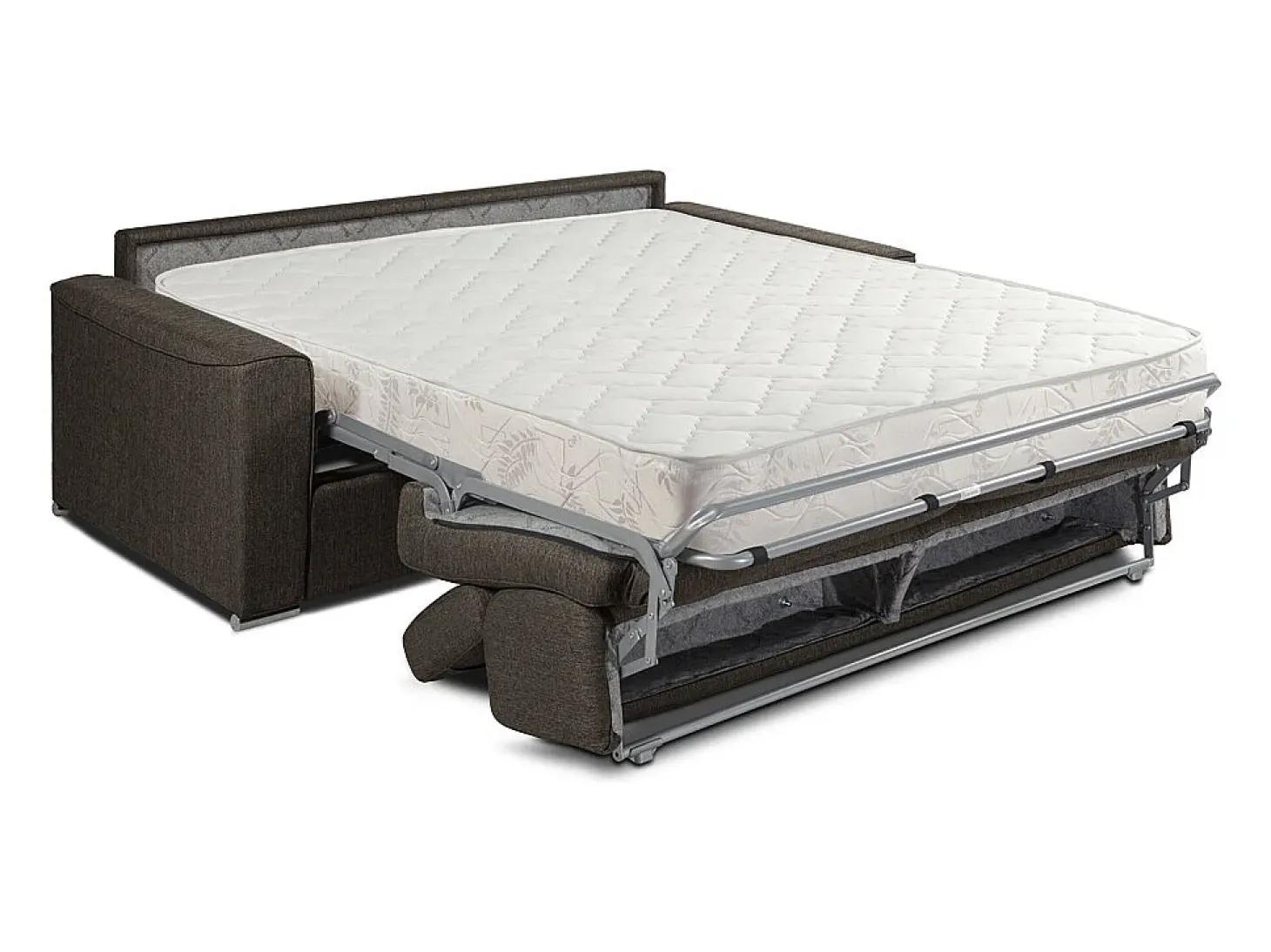 Sofá convertível abertura rápida tecido castanho assento memória de forma 120 cm colchão 18 cm VIZIR