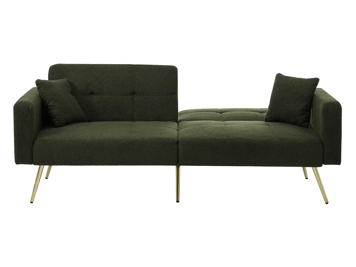 Sofá convertível com encosto ajustável - 2 lugares - Tecido turco francês - Verde