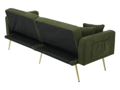 Sofá convertível com encosto ajustável - 2 lugares - Tecido turco francês - Verde