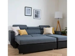 Sofá convertível de 3 lugares WARREN cinza e preto