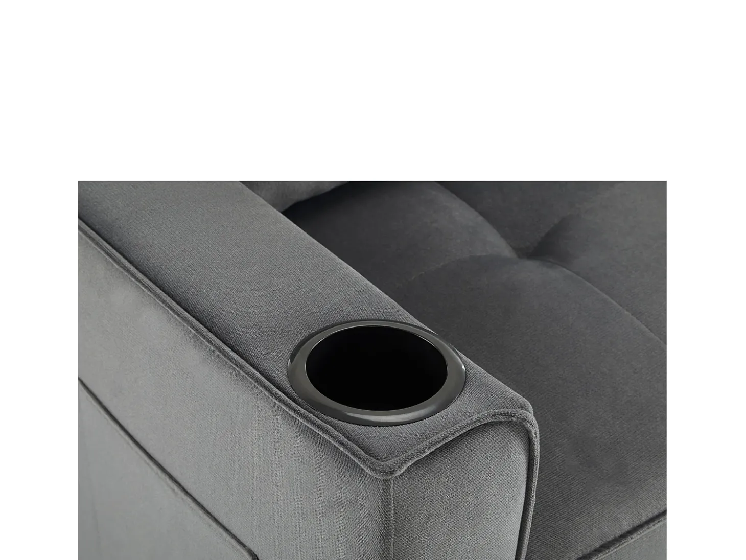 Sofá convertível de 2 lugares com função de cama - Tecido de veludo - Cinza