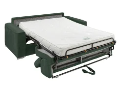 Sofá convertível de veludo canelado verde assento memória de forma 140 cm colchão 14cm CALIFE