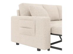 Sofá convertível em L de 3 lugares com função de cama - Chaise longue com espaço de arrumação - Linho bege