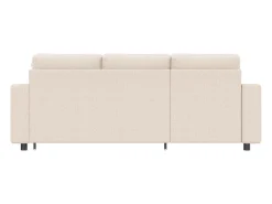 Sofá convertível em L de 3 lugares com função de cama - Chaise longue com espaço de arrumação - Linho bege