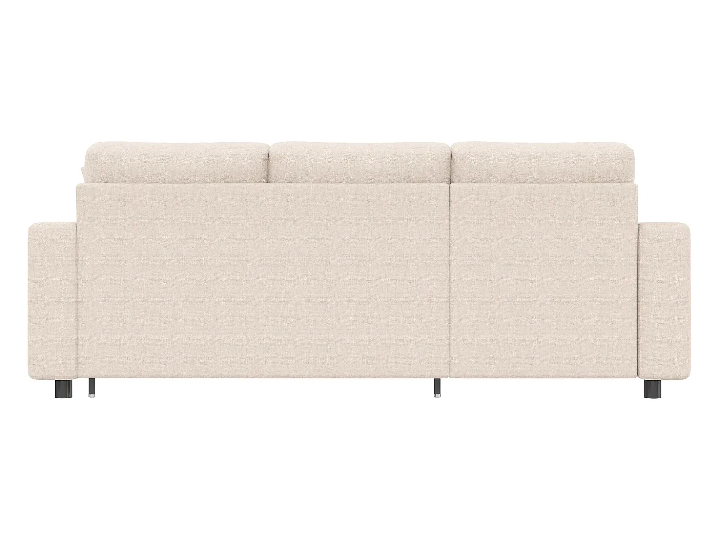 Sofá convertível em L de 3 lugares com função de cama - Chaise longue com espaço de arrumação - Linho bege