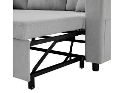 Sofá convertível em L de 3 lugares com função de cama - Chaise longue com espaço de arrumação - Linho cinzento