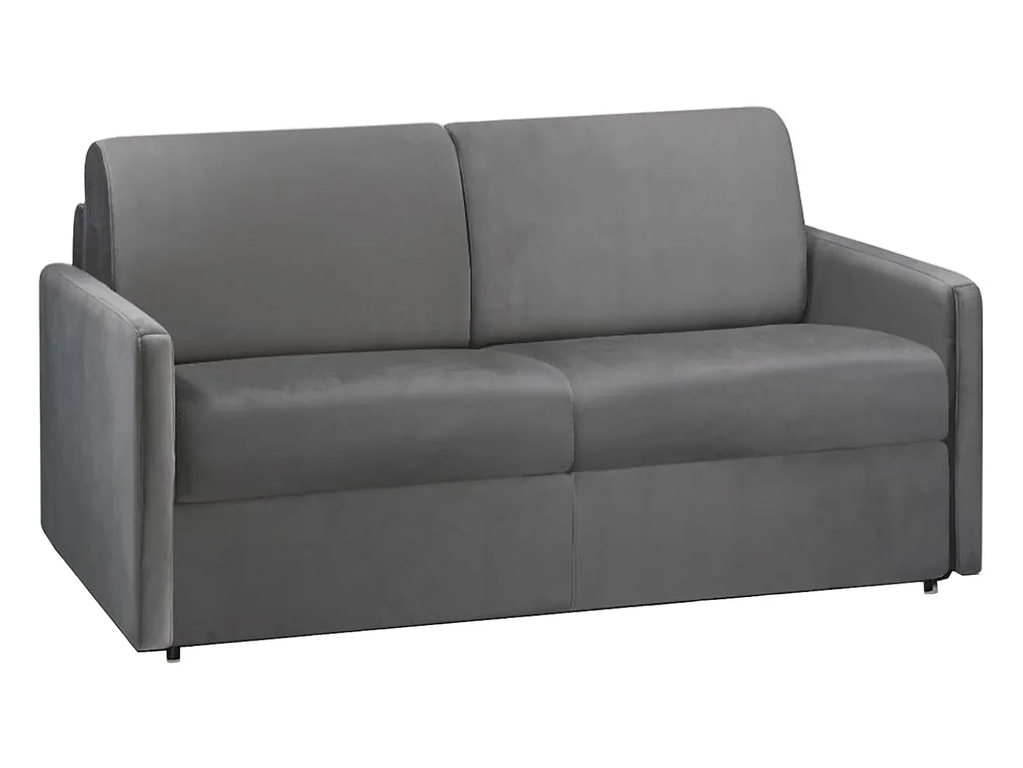 Sofá convertível em veludo cinza com assento com assento de memória de forma 120 cm colchão 22 cm CALIFE