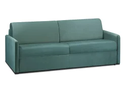 Sofá convertível em veludo verde esmeralda assento memória de forma 160 cm colchão 14 cm CALIFE
