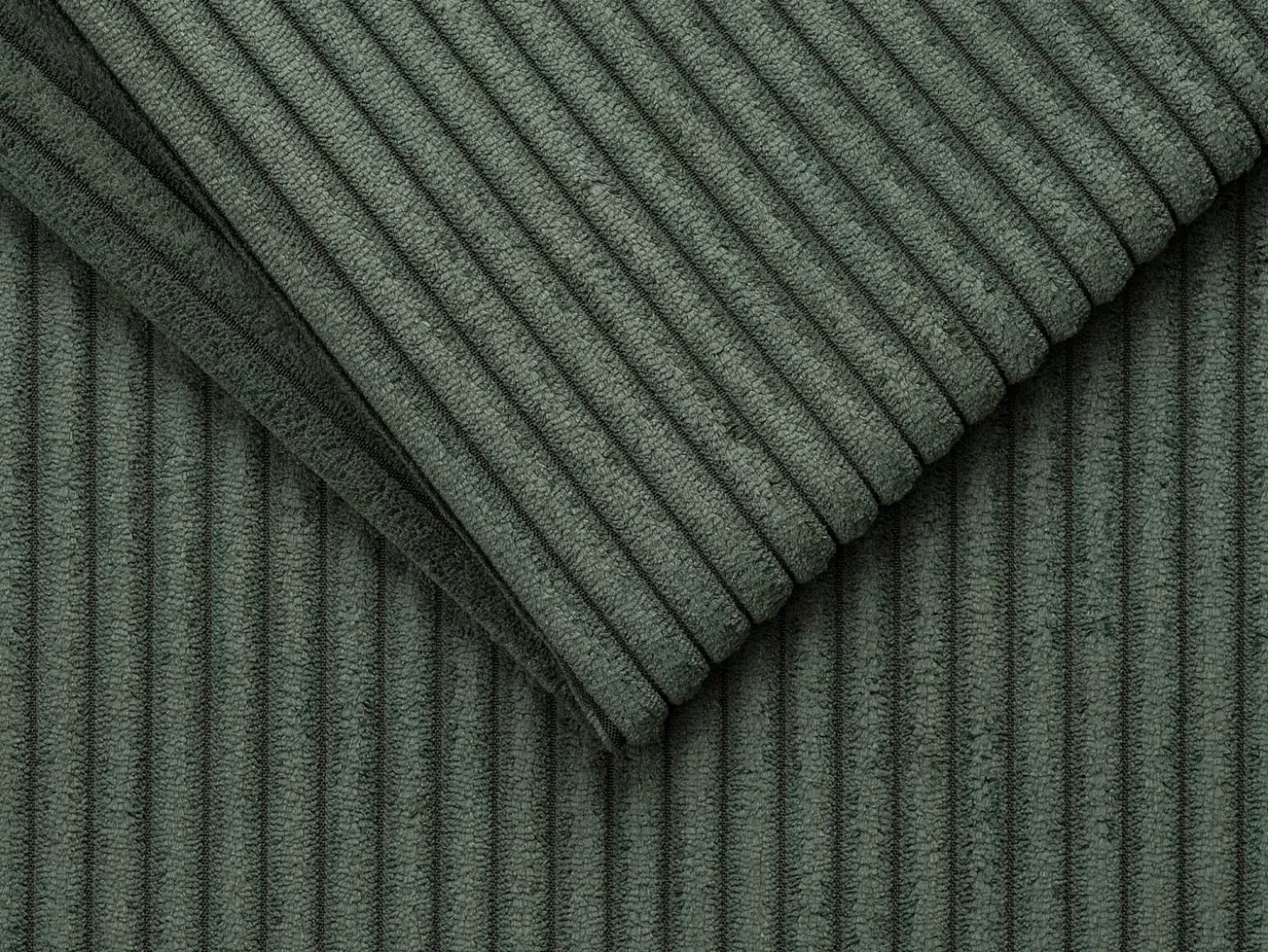 Sofá convertível em veludo canelado verde assento memória de forma 160 cm colchão 14cm CALIFE
