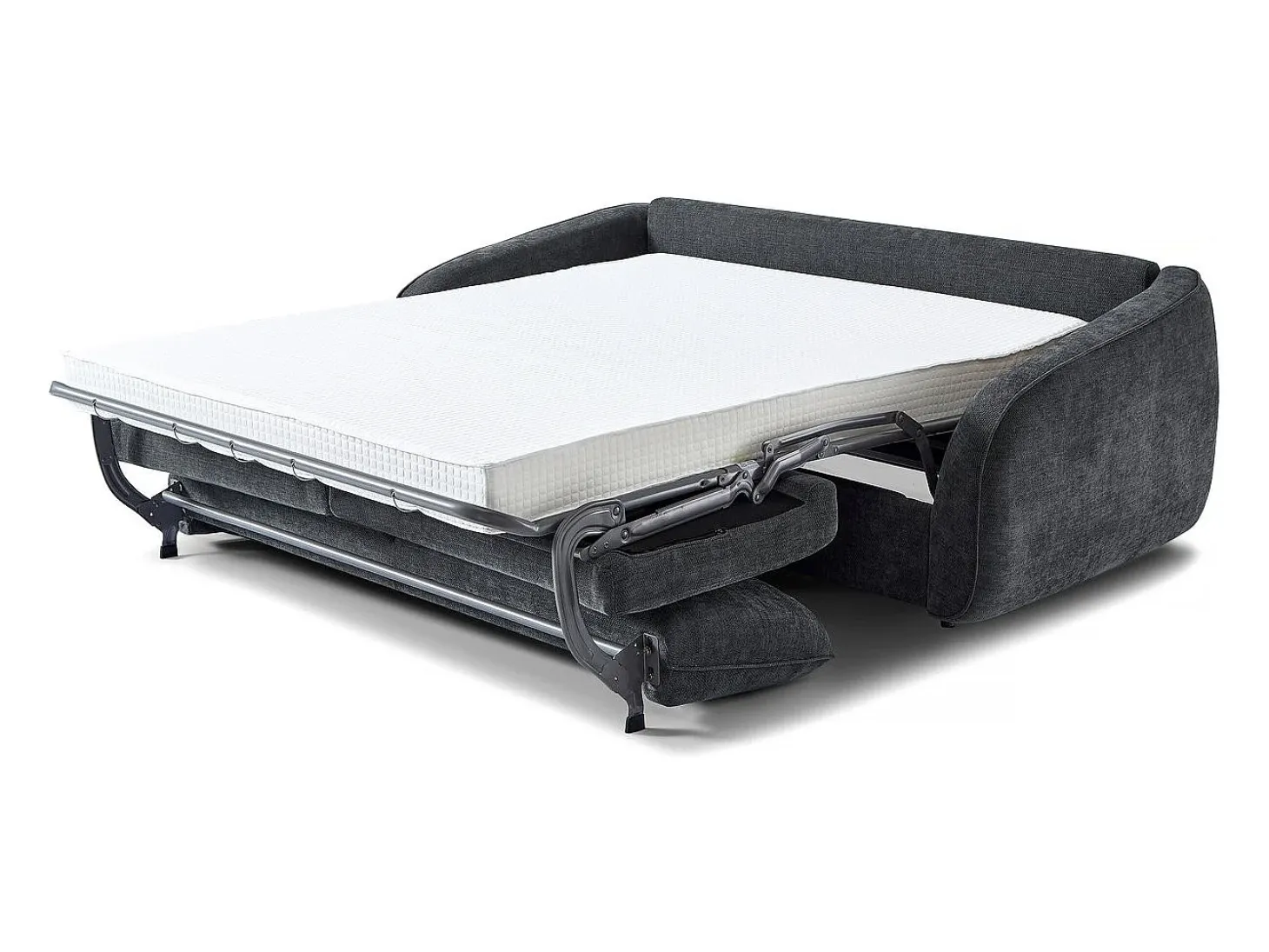 Sofá convertível "Laurie" Express em tecido texturado - cama de 140 cm - 3 lugares - Cinza