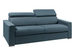 Sofá convertível tecido azul assento memória de forma 160 ripas largas 14cm memória de forma VIZIR