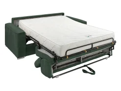 Sofá convertível veludo canelado verde assento com assento de memória de forma 140 cm colchão 22cm CALIFE