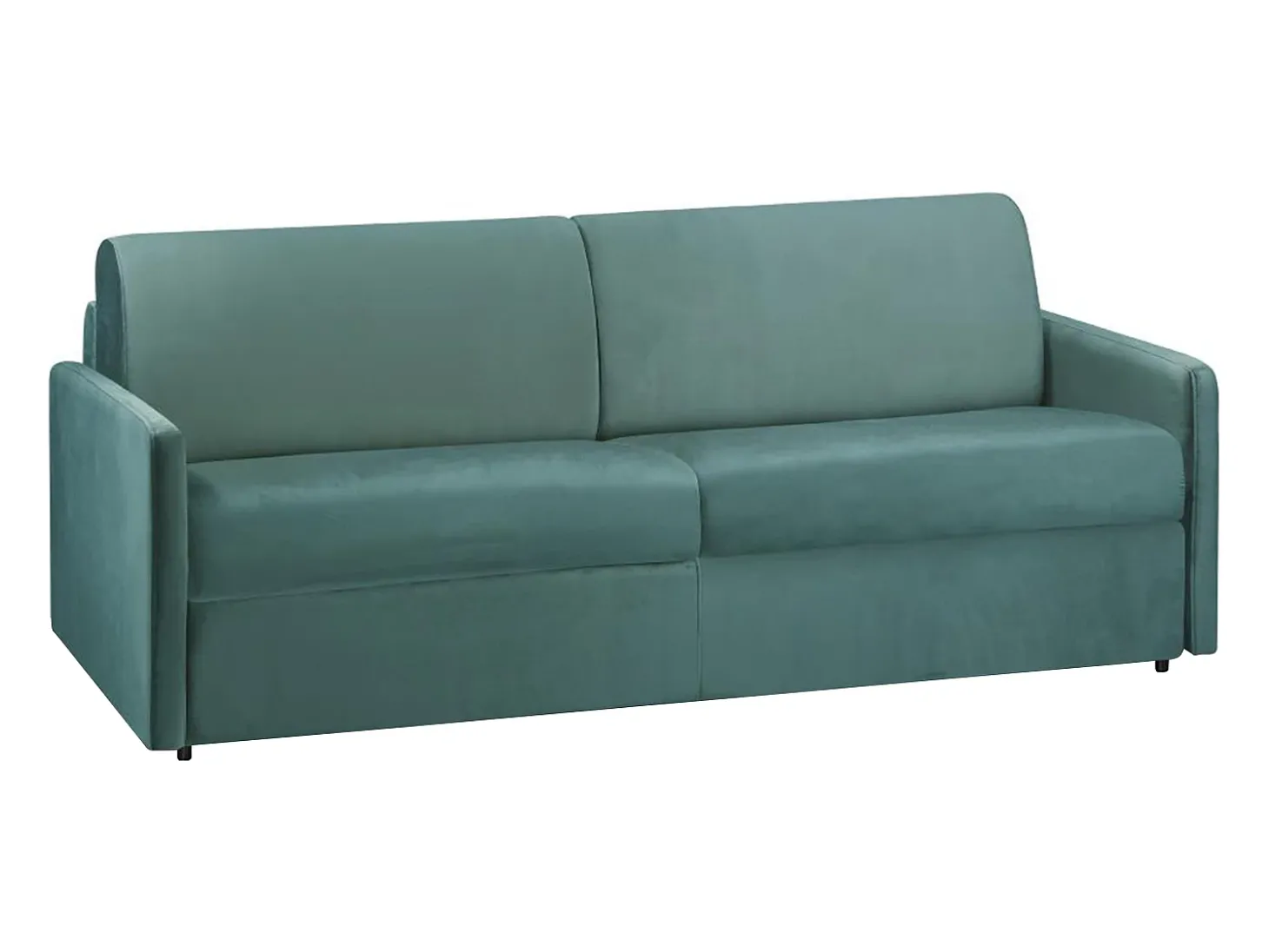 Sofá convertível veludo verde esmeralda assento com assento de memória de forma 160 cm colchão 18 cm CALIFE