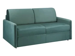 Sofá convertível veludo verde esmeralda assento com assento de memória de forma 140 cm colchão 14 cm CALIFE