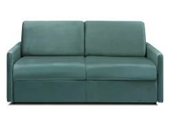 Sofá convertível veludo verde esmeralda assento memória de forma 120 cm colchão 18 cm CALIFE