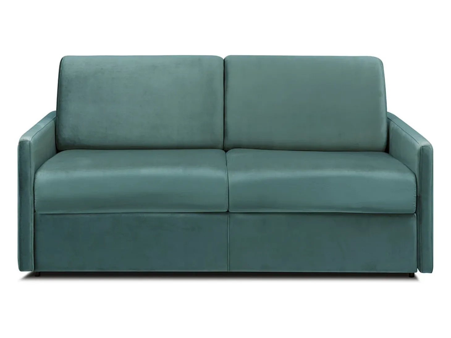 Sofá convertível veludo verde esmeralda assento memória de forma 120 cm colchão 18 cm CALIFE