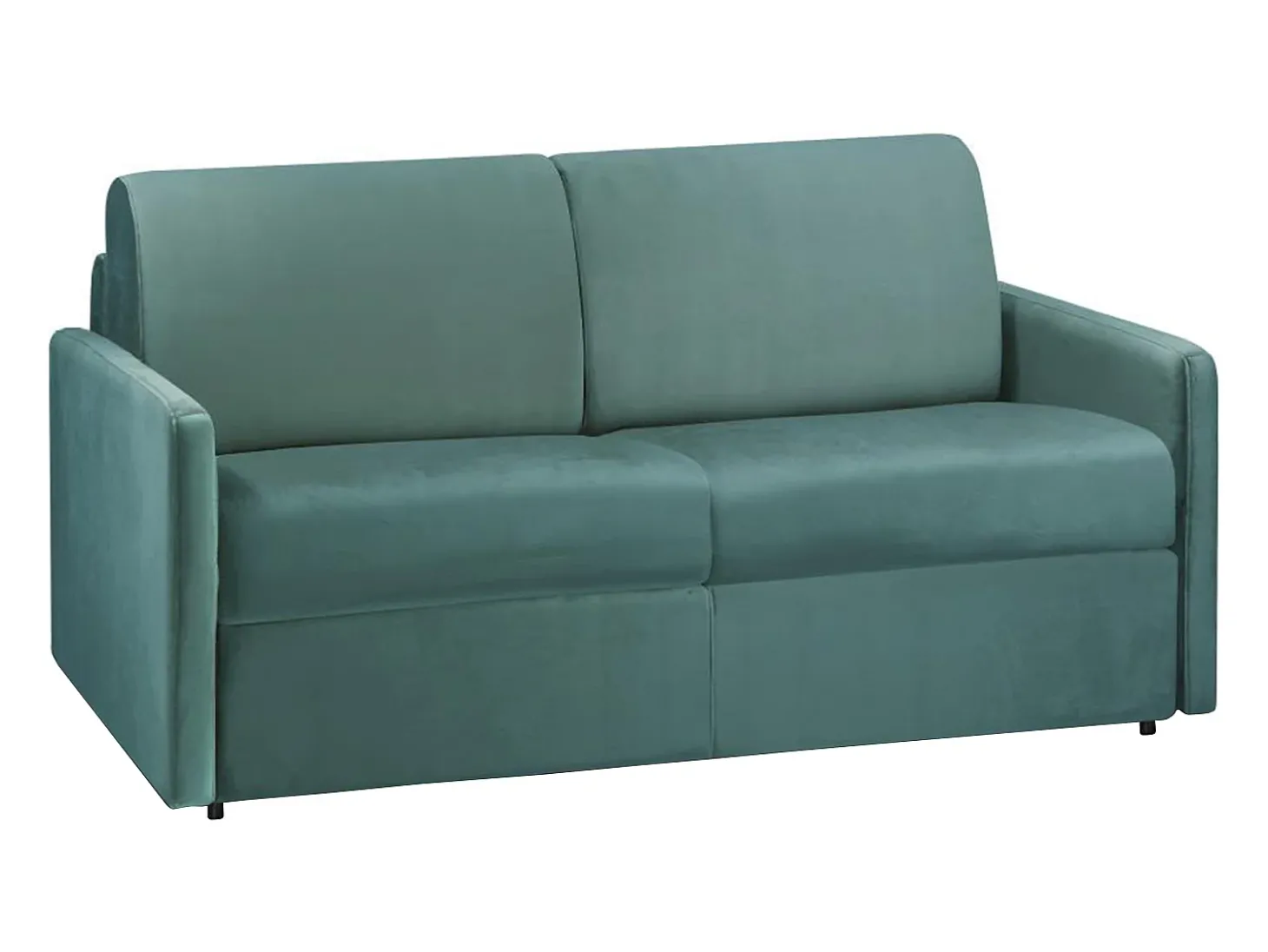 Sofá convertível veludo verde esmeralda assento memória de forma 120 cm colchão 18 cm CALIFE