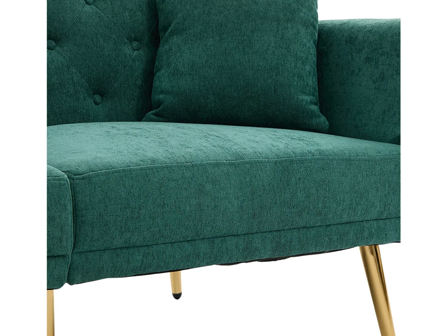 Sofá convertível verde esmeralda de 2 lugares com 2 portas USB, suporte para telemóvel e bolsos laterais 173x78x78cm