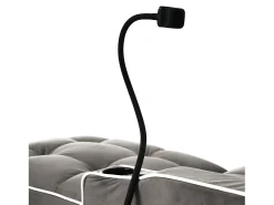 Sofá de 1 lugar - Poltrona com suporte para copos e suporte para telemóvel - veludo cinza escuro