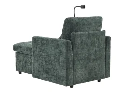 Sofá de 1 lugar com 2 bolsos laterais - Sofá para sala de estar com suporte para telemóvel e compartimento oculto - chenille verde
