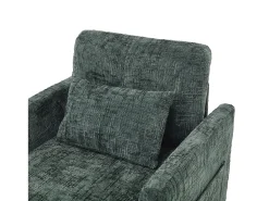 Sofá de 1 lugar com 2 bolsos laterais - Sofá para sala de estar com suporte para telemóvel e compartimento oculto - chenille verde