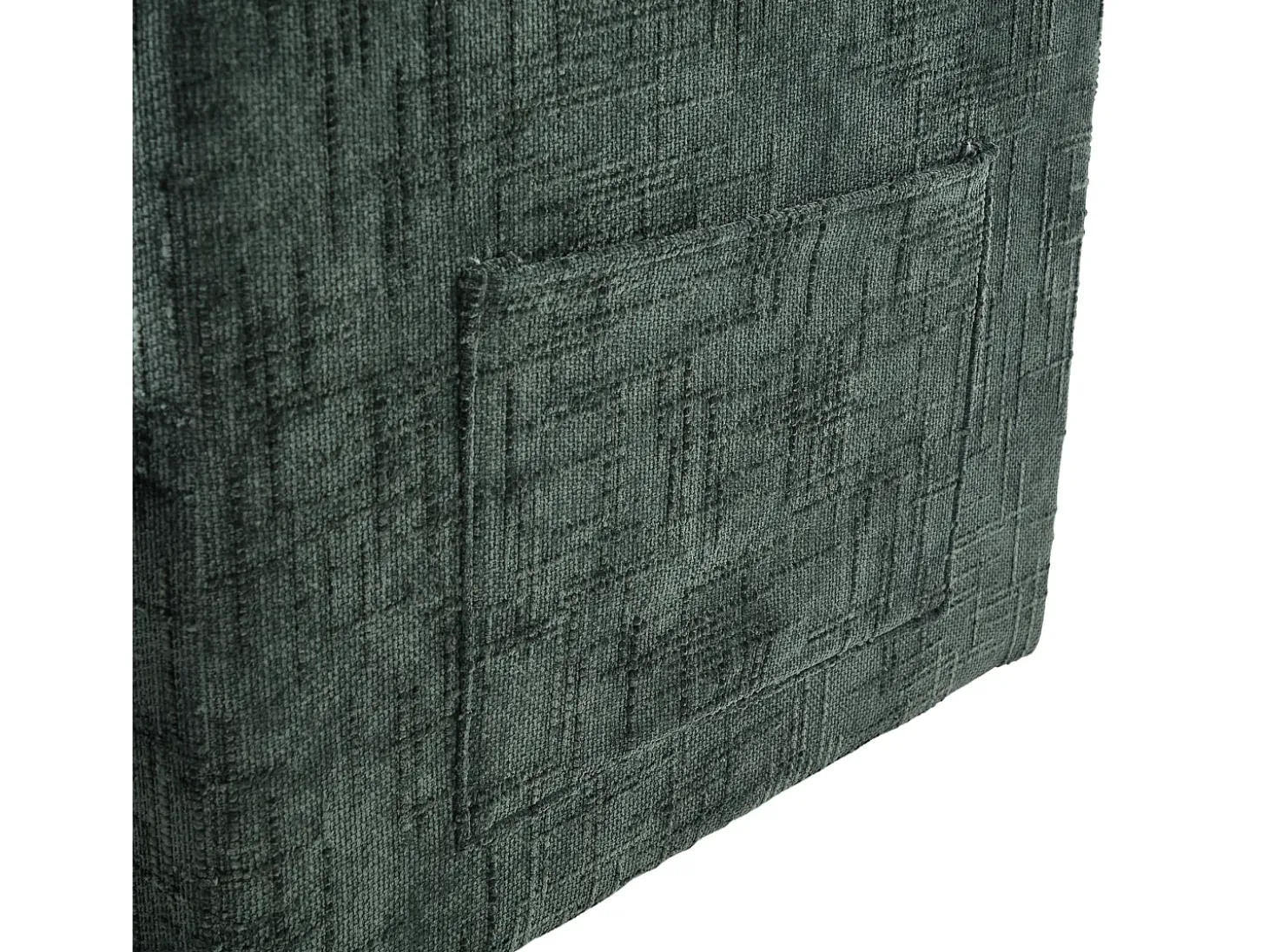 Sofá de 1 lugar com 2 bolsos laterais - Sofá para sala de estar com suporte para telemóvel e compartimento oculto - chenille verde