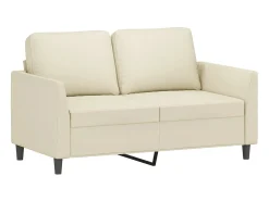 Sofá de 2 lugares 120 cm couro artificial cor creme PT685490