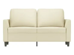 Sofá de 2 lugares 120 cm couro artificial cor creme PT685490