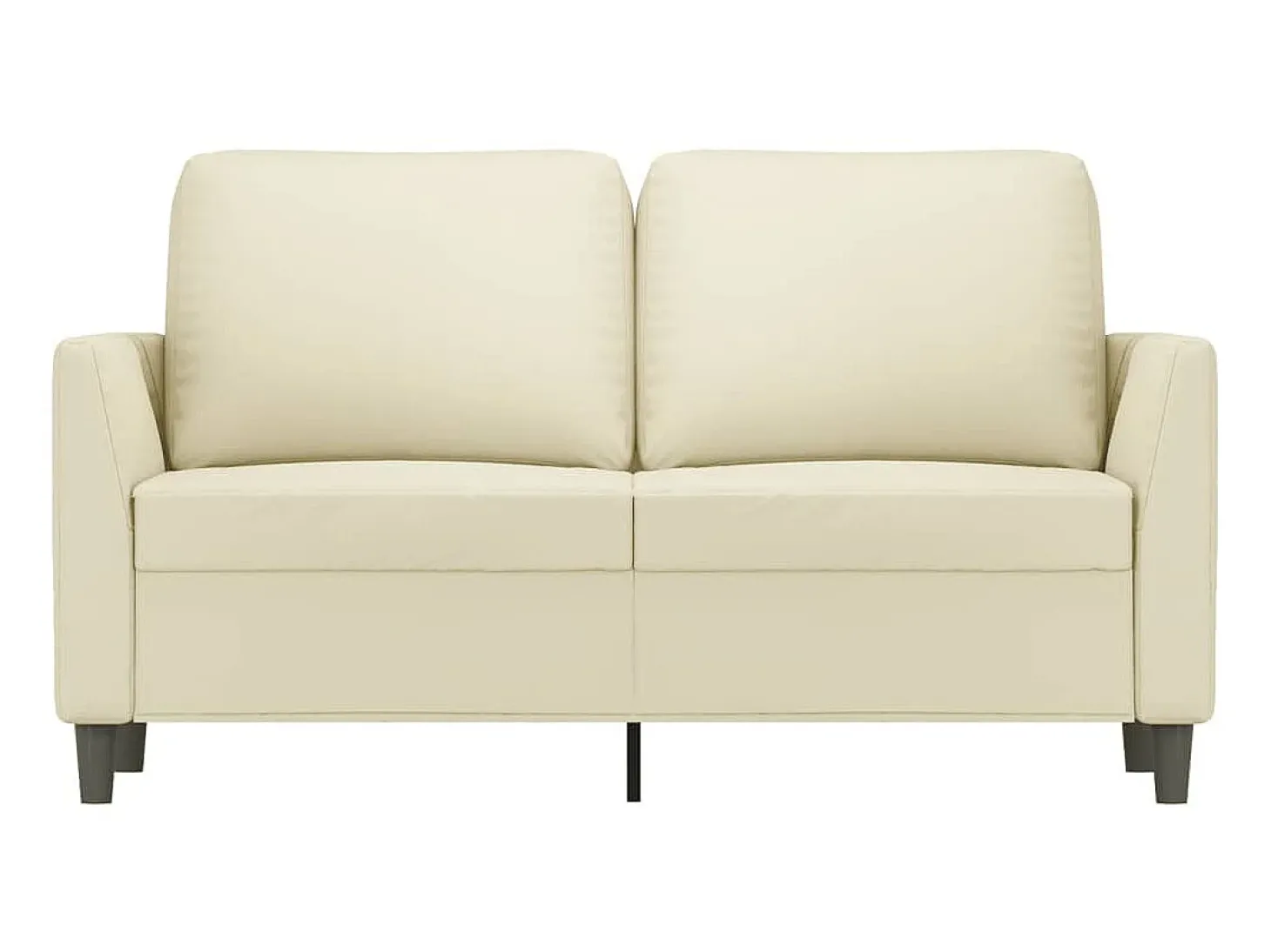 Sofá de 2 lugares 120 cm couro artificial cor creme PT685490