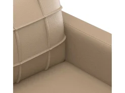 Sofá de 3 lugares 180 cm couro artificial cor cappuccino