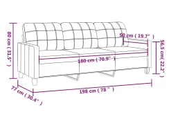 Sofá de 3 lugares 180 cm couro artificial cor cappuccino